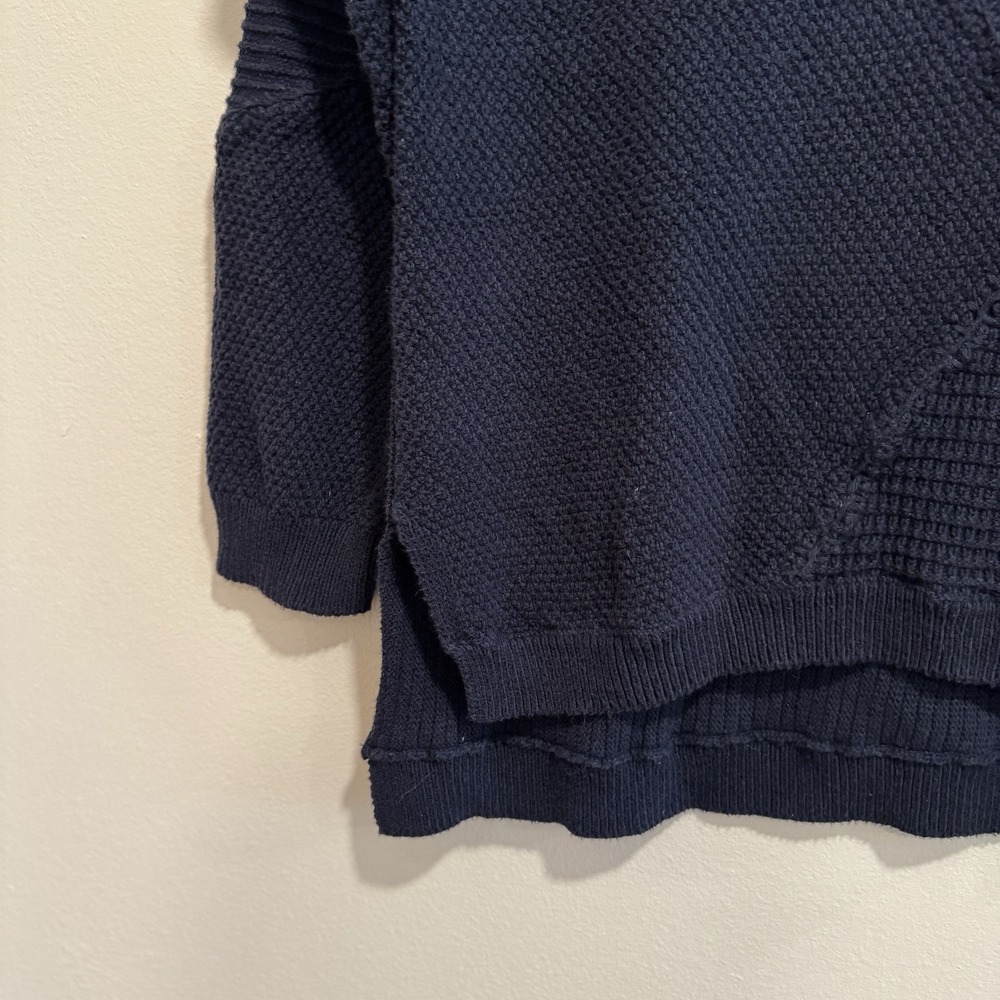 Soft Surroundings Sweater Navy Blue Knit Mock Neck Asymmetrical Patchwork M Edgy - Picture 10 of 15